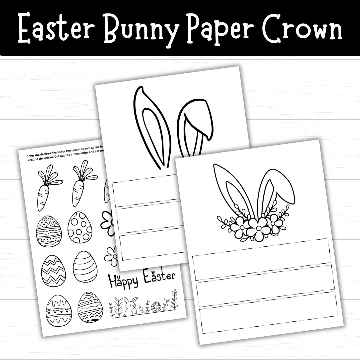 Easter Bunny Paper Crown, Bunny Headband for Kids, Easter Printable, Easter Crafts for Kids, Rabbit Ears, Bunny Crown Cut and Paste Activity