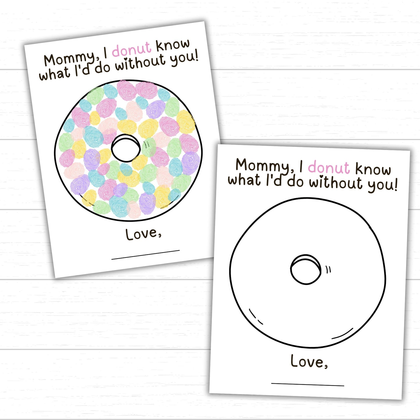Mother's Day Donut Fingerprint Art, I Donut Know What I'd Do Without You, Mother's Day Craft, Mother's Day Gift Idea, Mother's Day Keepsake