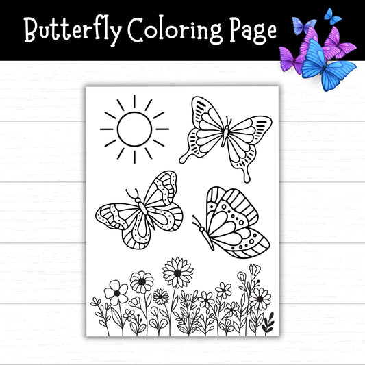 Printable Butterfly Coloring Page, Butterfly Coloring Sheet, Butterfly Activities, Printable Butterfly Coloring Pages, Spring Coloring Page