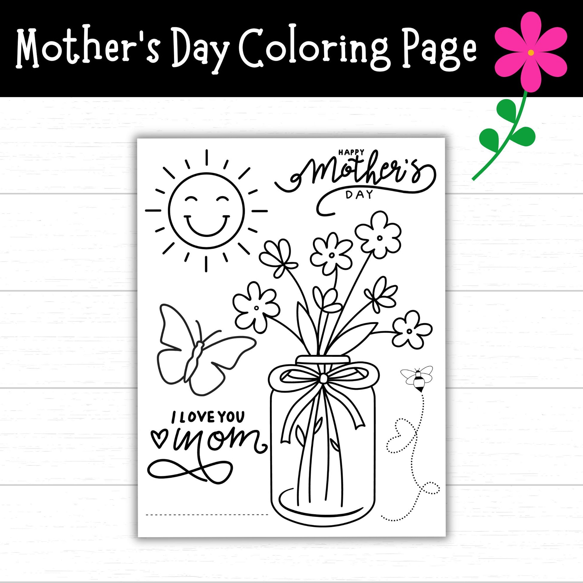 Mother's Day Coloring Page, Printable Coloring Page for Mom, DIY Mother's Day Gift Idea, Mother's Day Printable Card, DIY Gift Idea for Mom