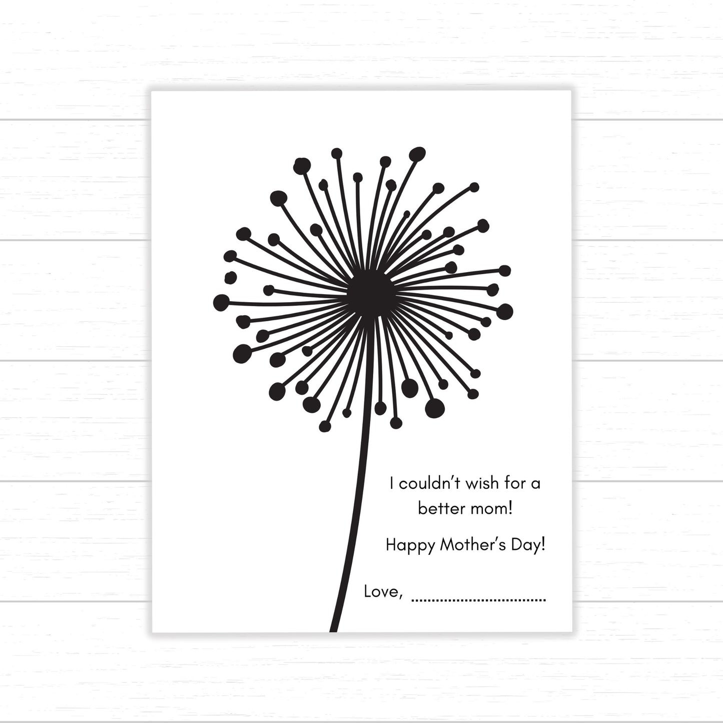Mother's Day Dandelion Fingerprint Art, Printable Keepsake, DIY Gift Idea for Mom, Mother's Day Craft, Homemade Gift for Mom