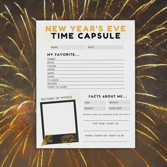 New Year's Eve Time Capsule Printable, New Year's Eve Activities for Kids, New Year Printables, New Year Worksheets, Kids New Year Activity