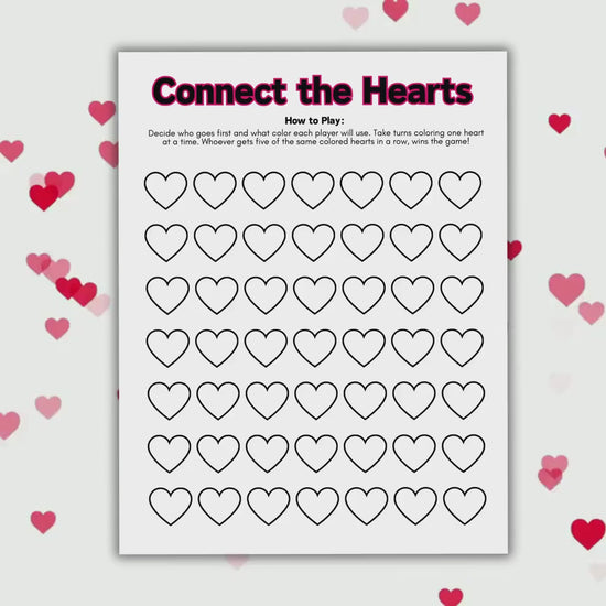 Connect the Hearts, Printable Games for Kids, Printable Activities for Kids, Printable Valentine's Day Games, Printable Hearts