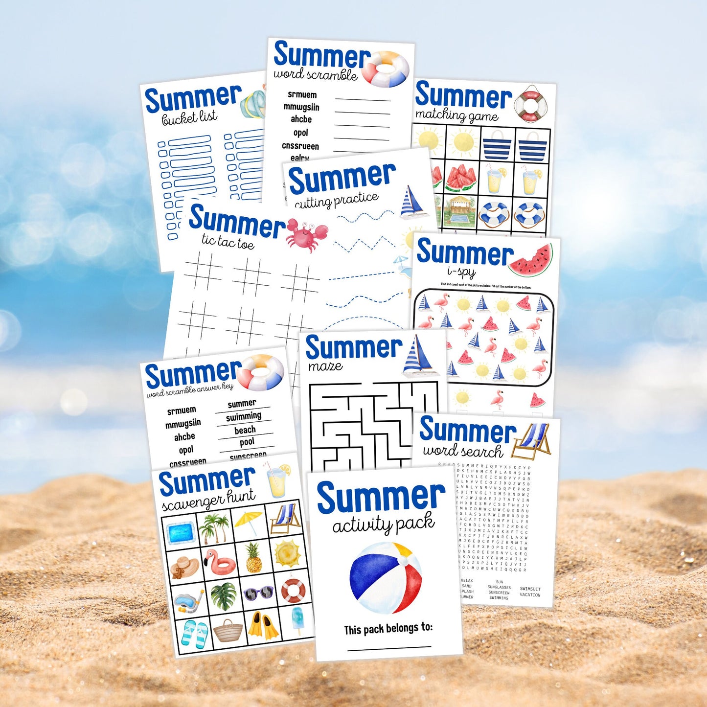 Summer Activity Pack Printable for Kids, Summer Activities, Summer Printables, Summer Bundle Printable, Printable Summer Activities for Kids