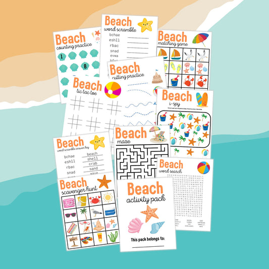 Beach Activity Pack Printable Bundle for Kids