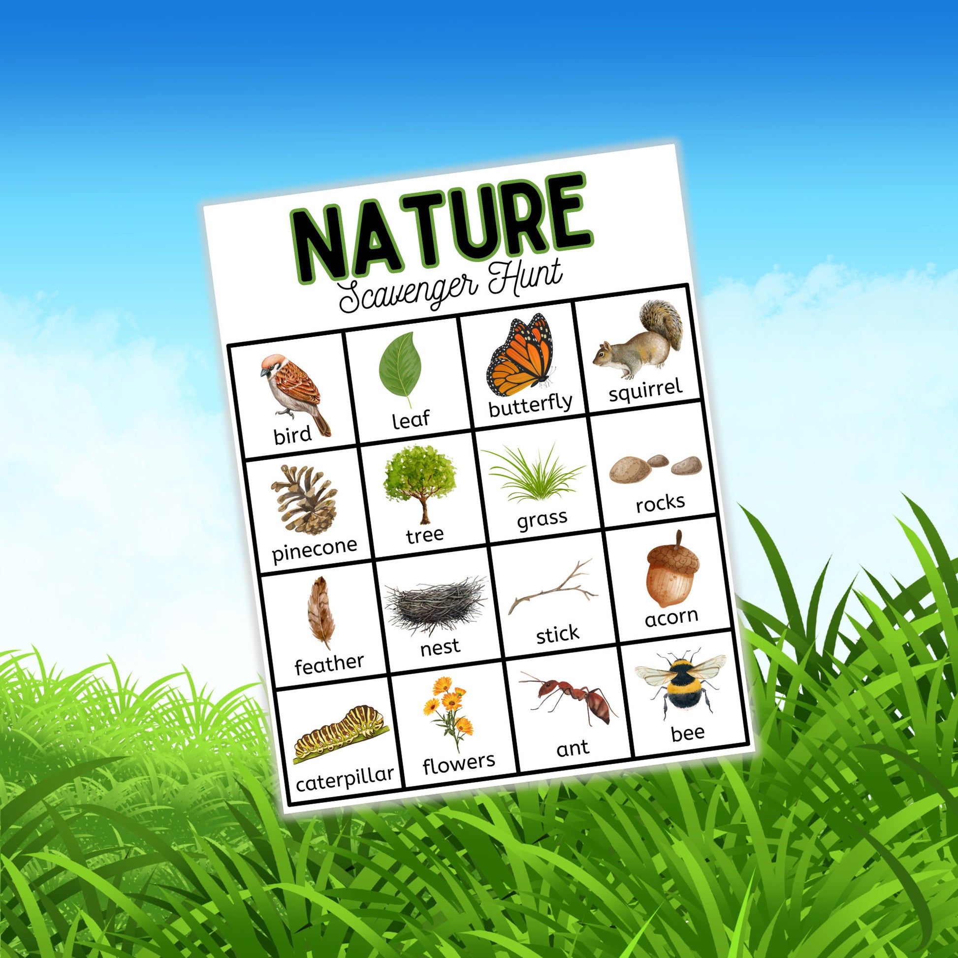 Nature Scavenger Hunt Printable, Kids Outdoor Activity, Educational Exploration Game, Instant Download, Seek and Find, Scavenger Hunts