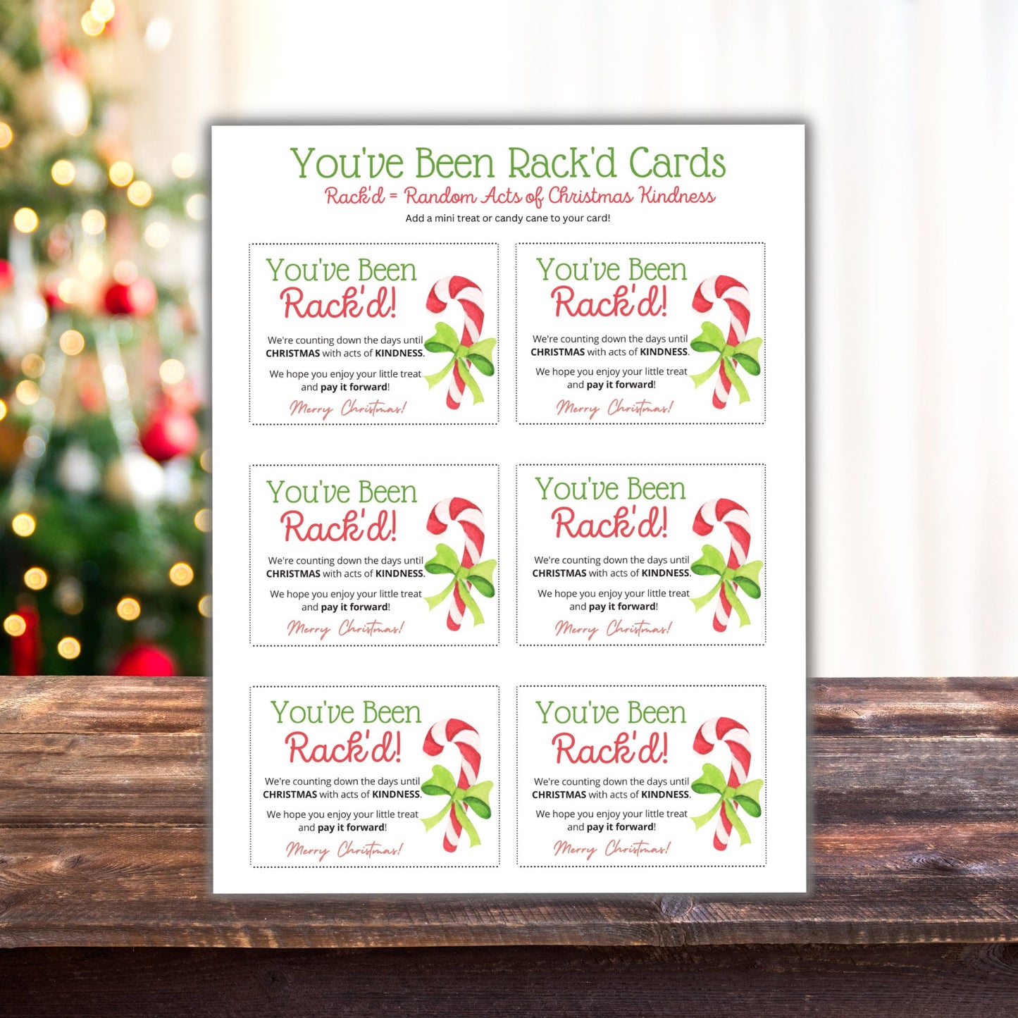 You've Been Rack'd Printable Cards, Random Acts of Christmas Kindness Printable, Christmas Treat Tags, Acts of Kindness, Digital Download