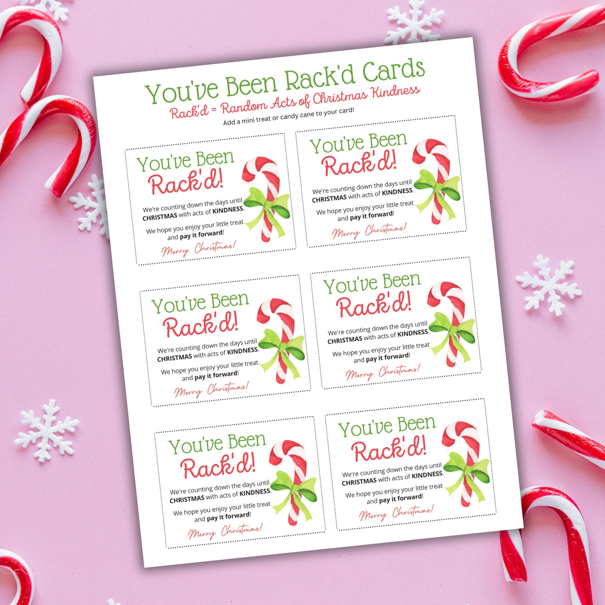 You've Been Rack'd Printable Cards, Random Acts of Christmas Kindness Printable, Christmas Treat Tags, Acts of Kindness, Digital Download