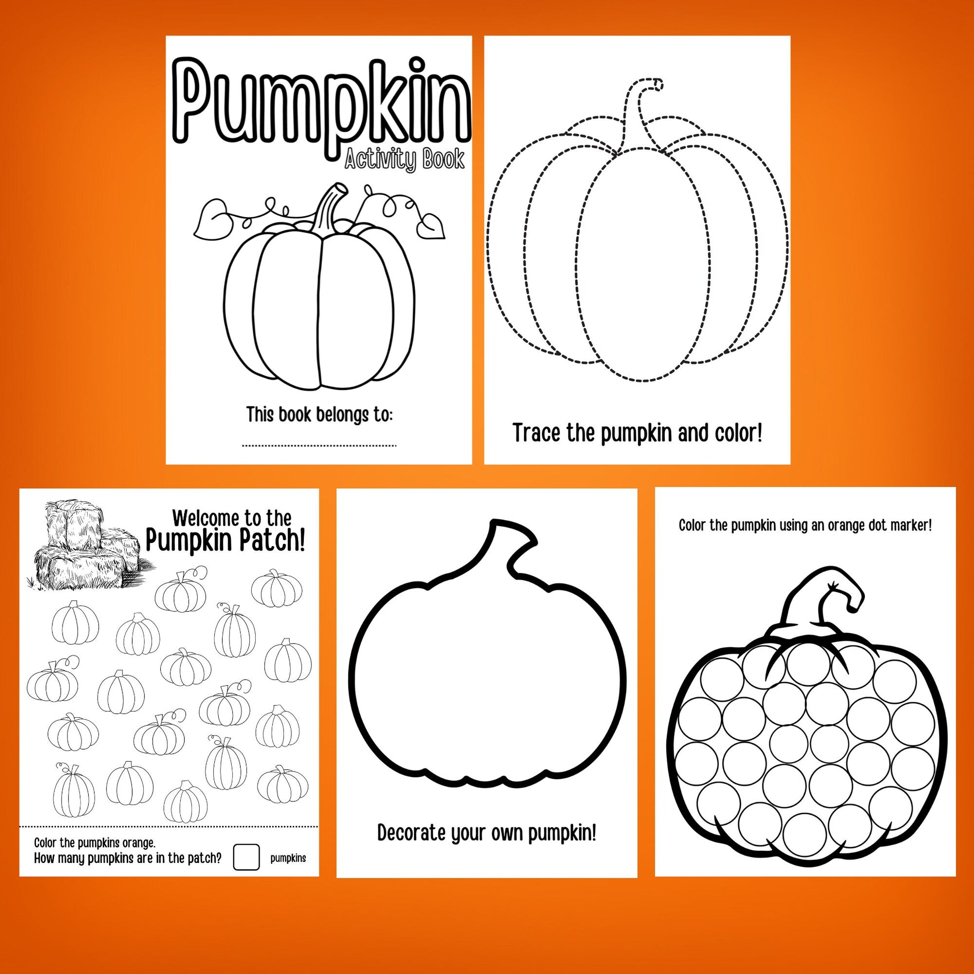 Pumpkin Activities, Preschool Pumpkin Worksheets, Printable Pumpkin Activities, Pumpkin Bundle, Fall Activities, Autumn Pumpkin Activities