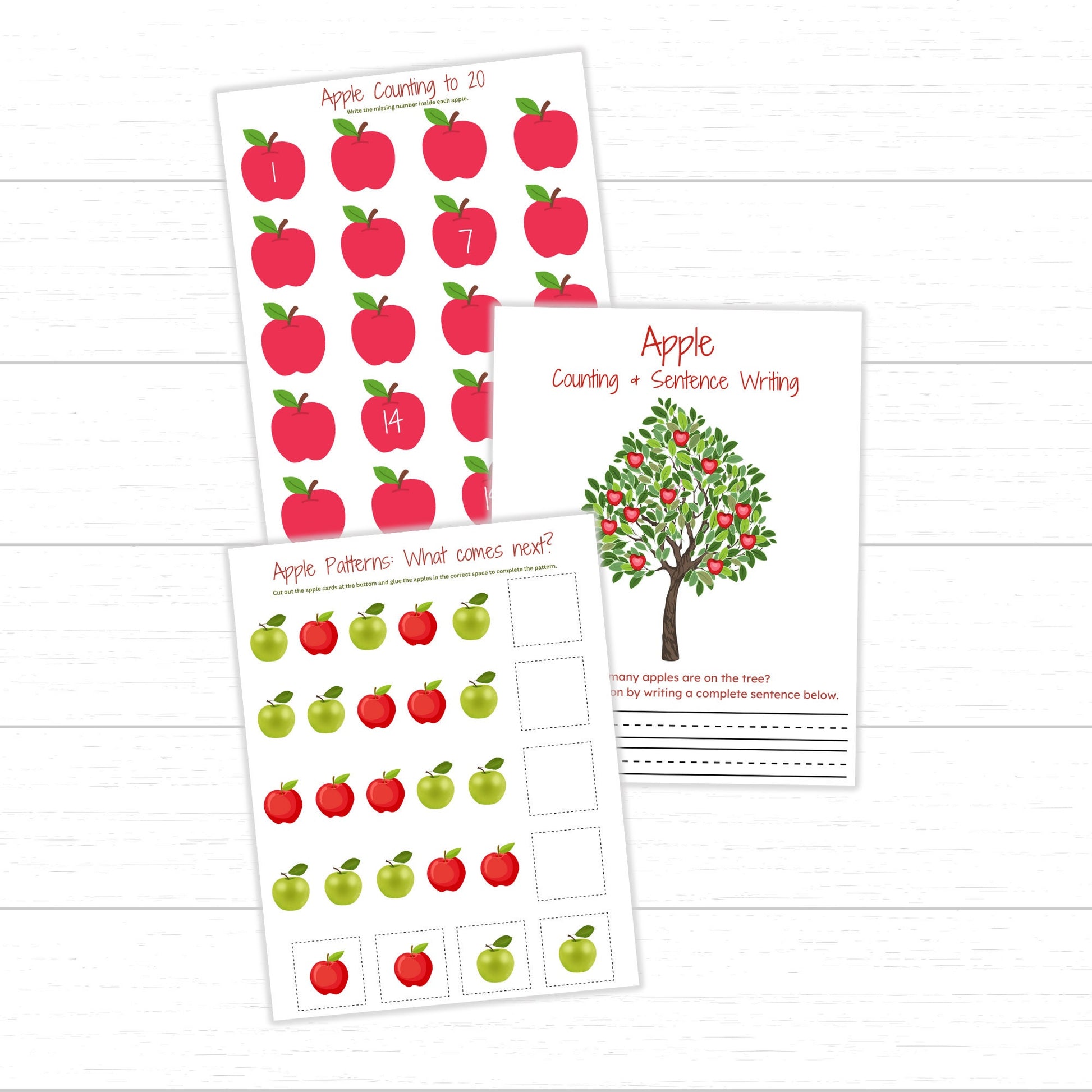 Apple Activity Pack for Kids, Printable Learning Bundle, Apple Worksheets, Apple Printable, Printable Apple Unit, Apple Unit Study, Apples