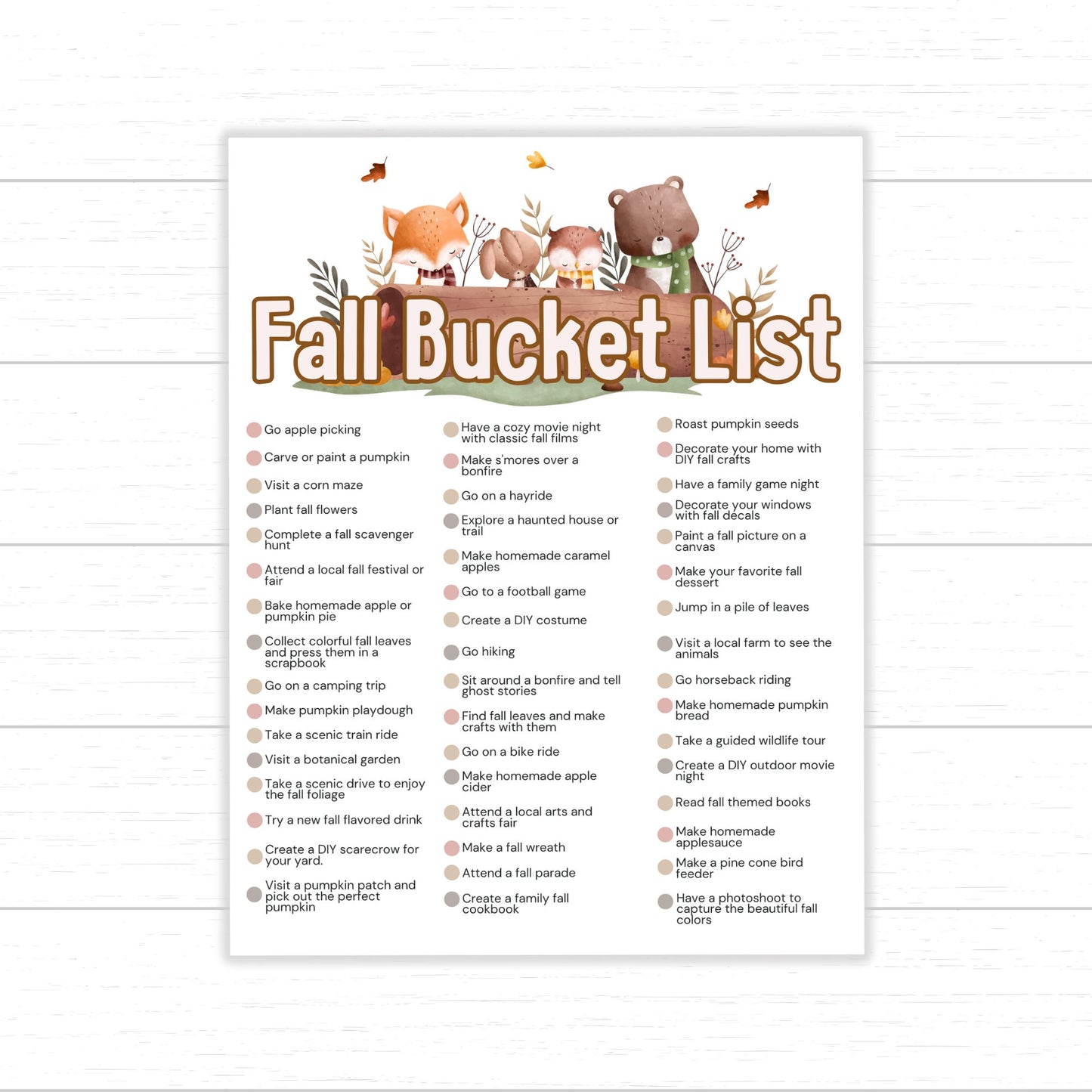 Fall Bucket List Printable for Kids, Autumn Bucket List, Fall Checklist, Autumn Checklist, Fall Activities for Kids, Fall Fun for Families