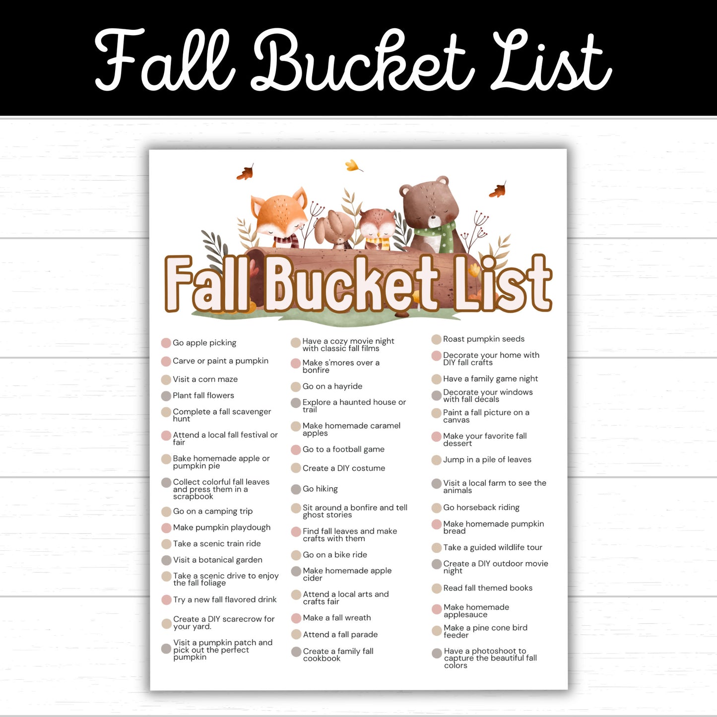 Fall Bucket List Printable for Kids, Autumn Bucket List, Fall Checklist, Autumn Checklist, Fall Activities for Kids, Fall Fun for Families
