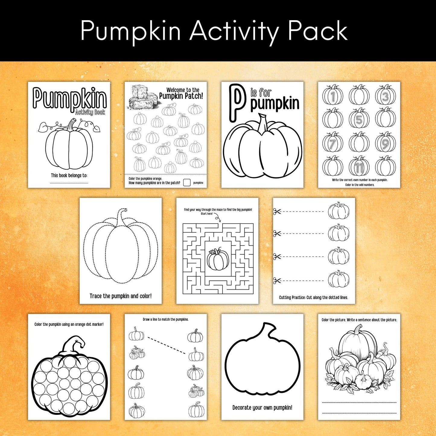 Pumpkin Activities, Preschool Pumpkin Worksheets, Printable Pumpkin Activities, Pumpkin Bundle, Fall Activities, Autumn Pumpkin Activities