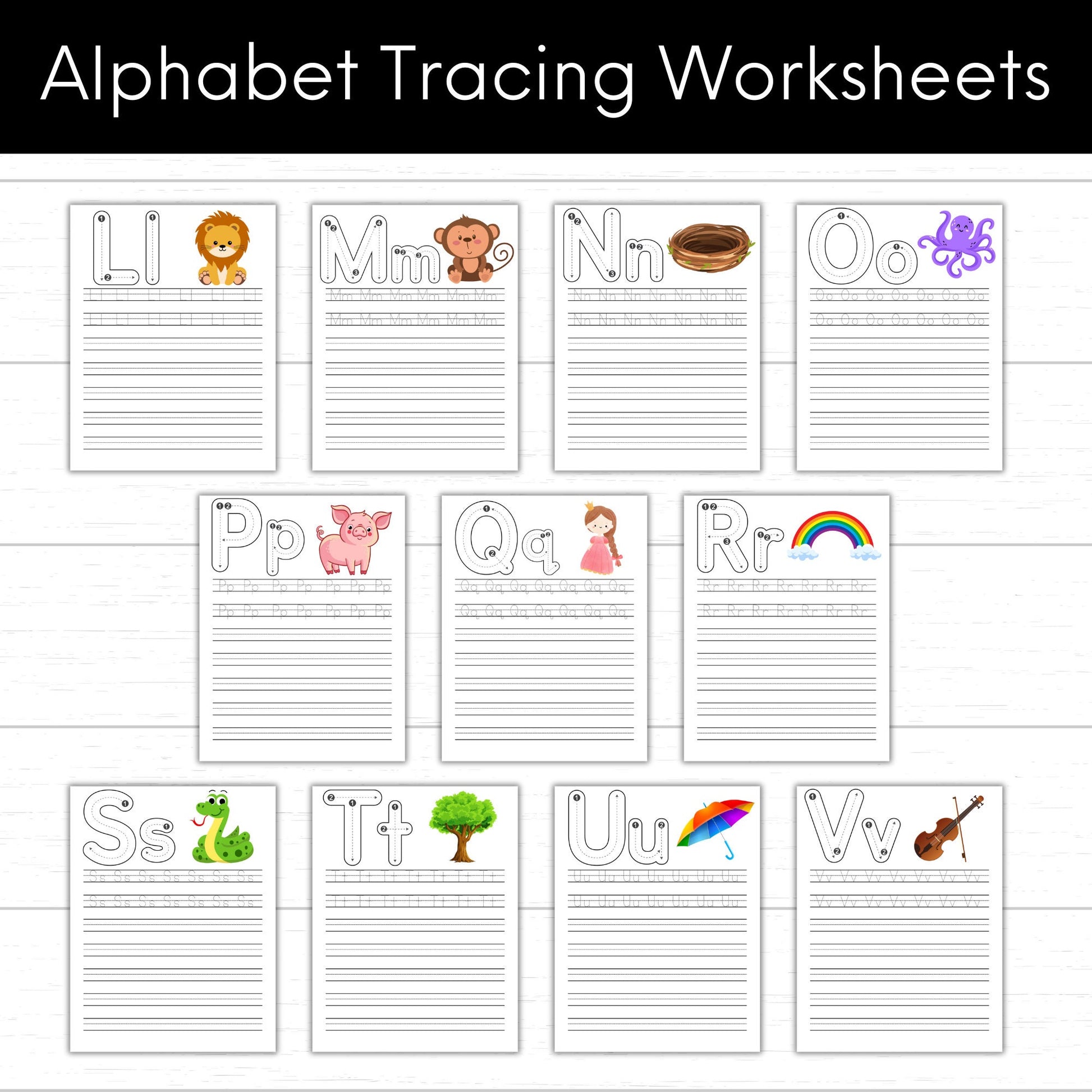 Alphabet Tracing Worksheets, Printable Alphabet Tracing Activity, Preschool Worksheets, Tracing Letters A to Z, Alphabet Activities, Digital