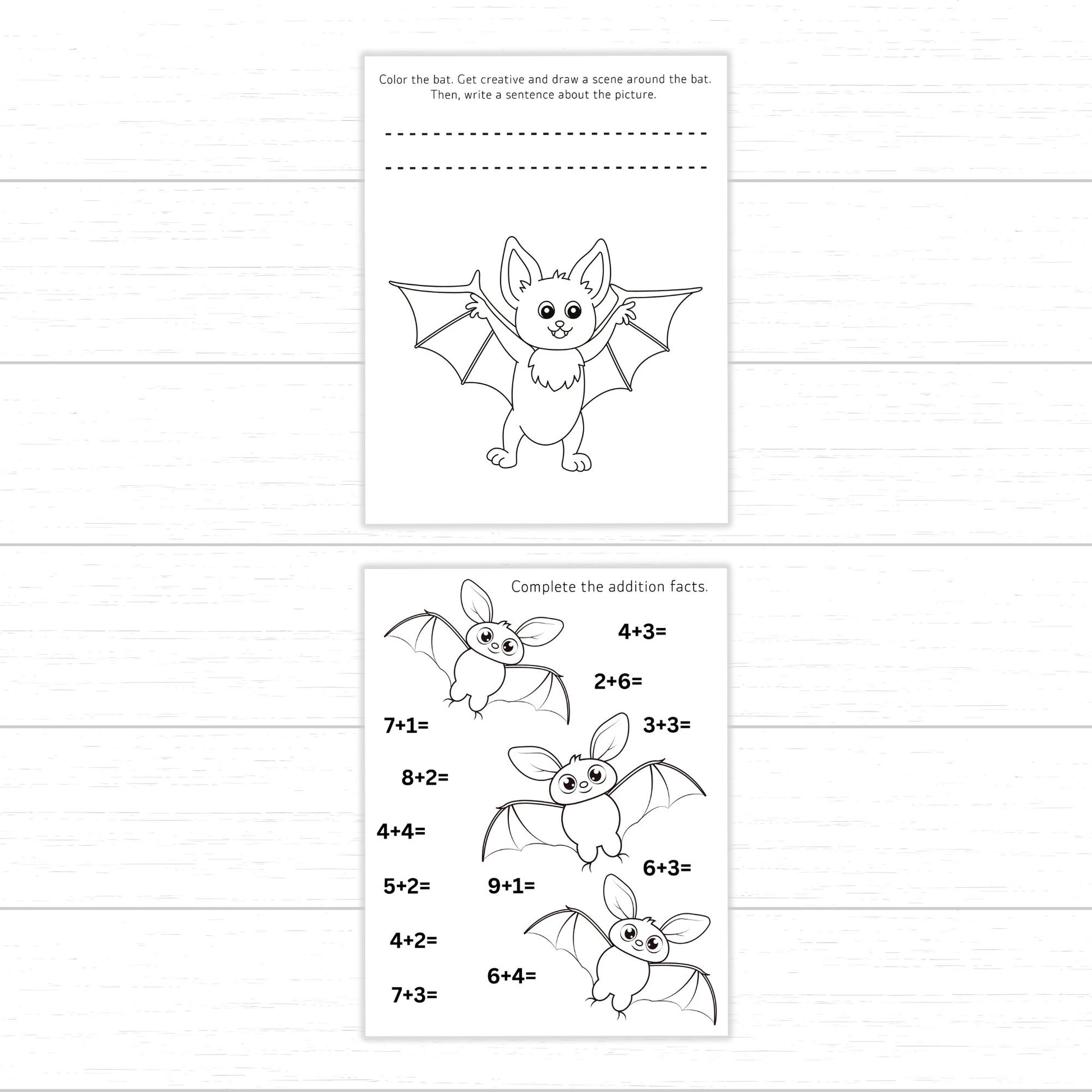 Bat Activity Pack Printable, Bat Worksheets, Bat Unit, Bat Learning Set, Printable Bat Activities, Halloween Printable, Halloween Worksheet