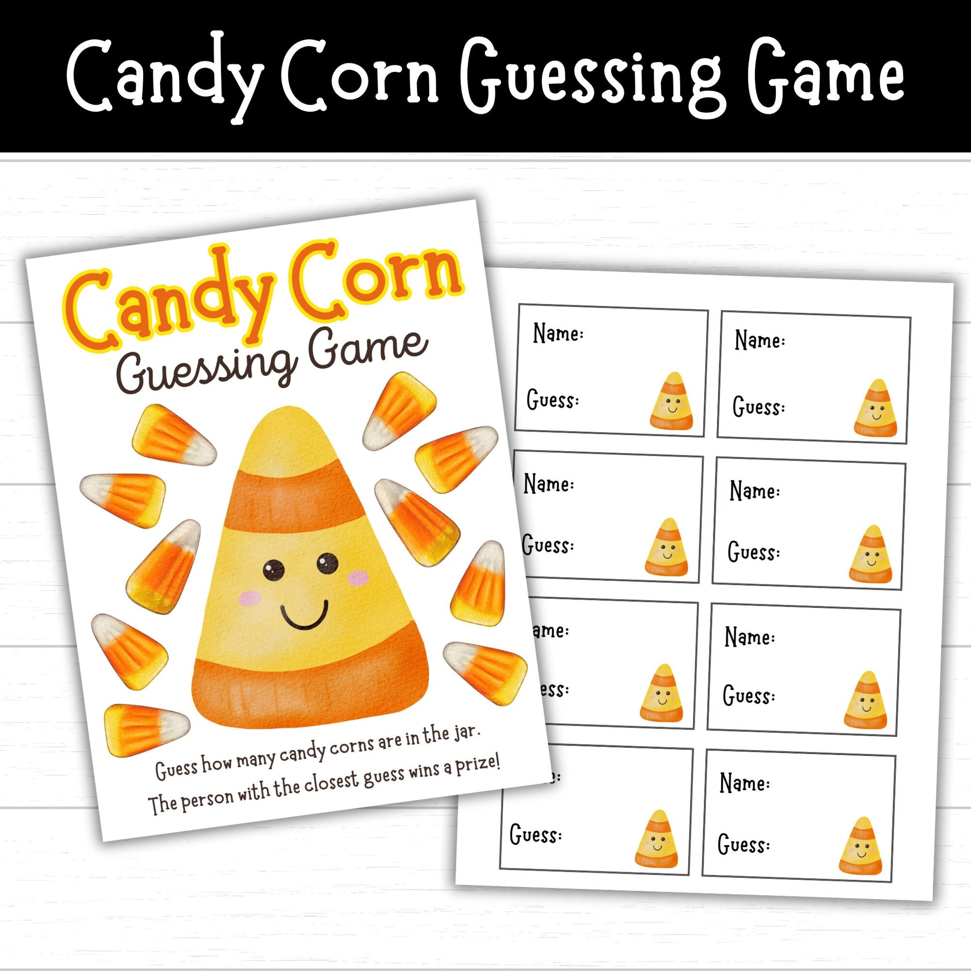 Candy Corn Guessing Game Printable, Halloween Guess How Many Game, How Many Candies are in the Jar, Candy Corn Jar Game, Halloween Games,