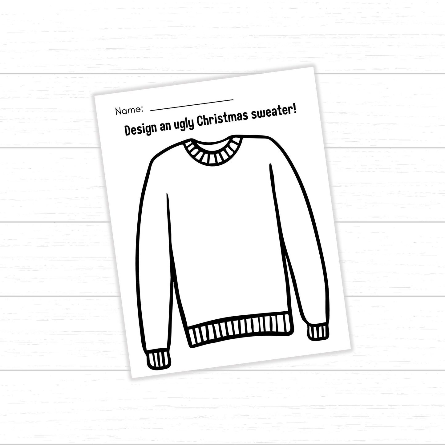 Design an Ugly Christmas Sweater Printable, Ugly Christmas Sweater Design, Decorate an Ugly Christmas Sweather, Ugly Christmas Sweater PDF