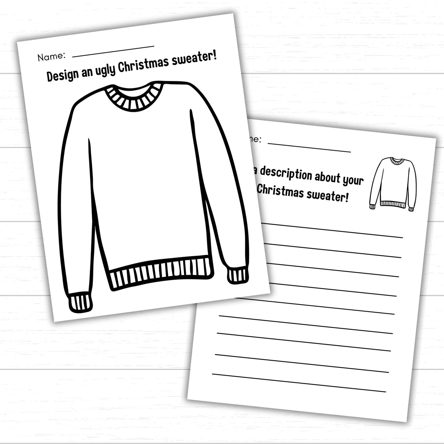 Design an Ugly Christmas Sweater Printable, Ugly Christmas Sweater Design, Decorate an Ugly Christmas Sweather, Ugly Christmas Sweater PDF