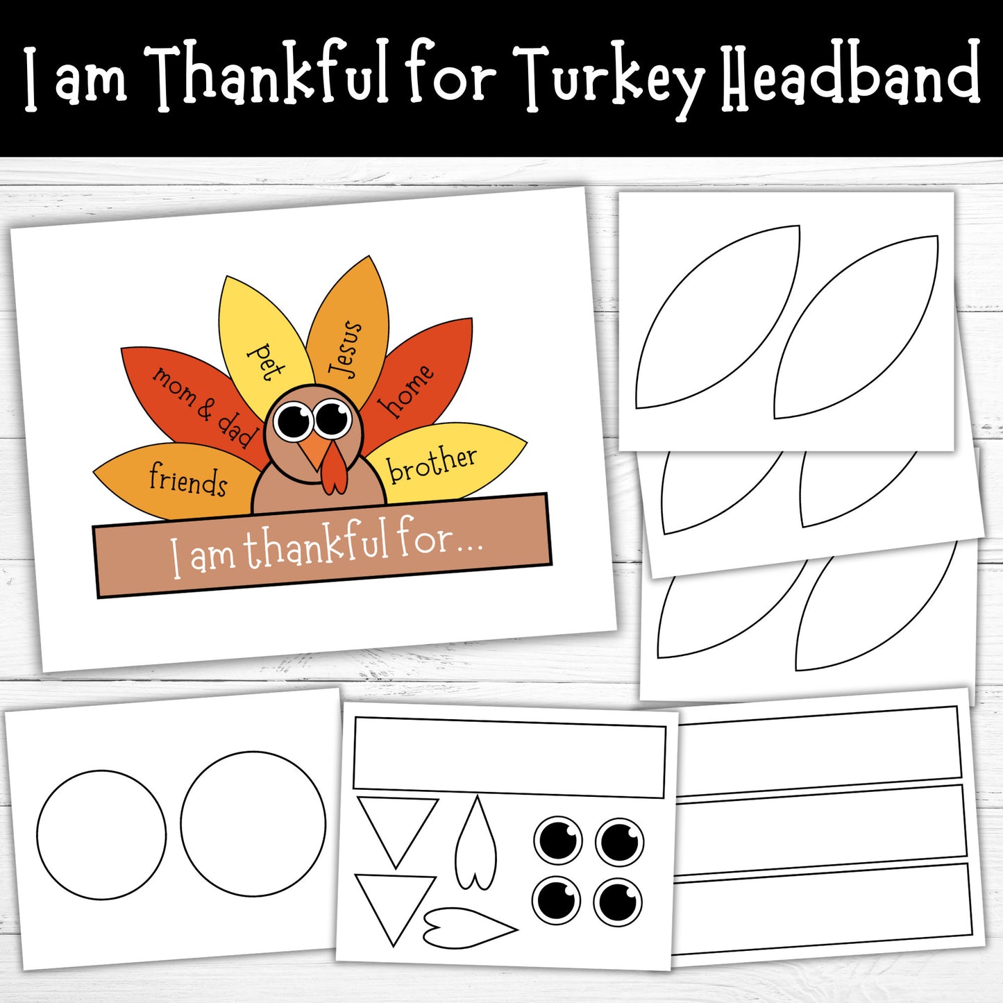 Turkey Headband Craft, Turkey Hat Paper Crown, Thanksgiving Turkey Headband, Printable Turkey Headband, Thanksgiving Crafts for Kids