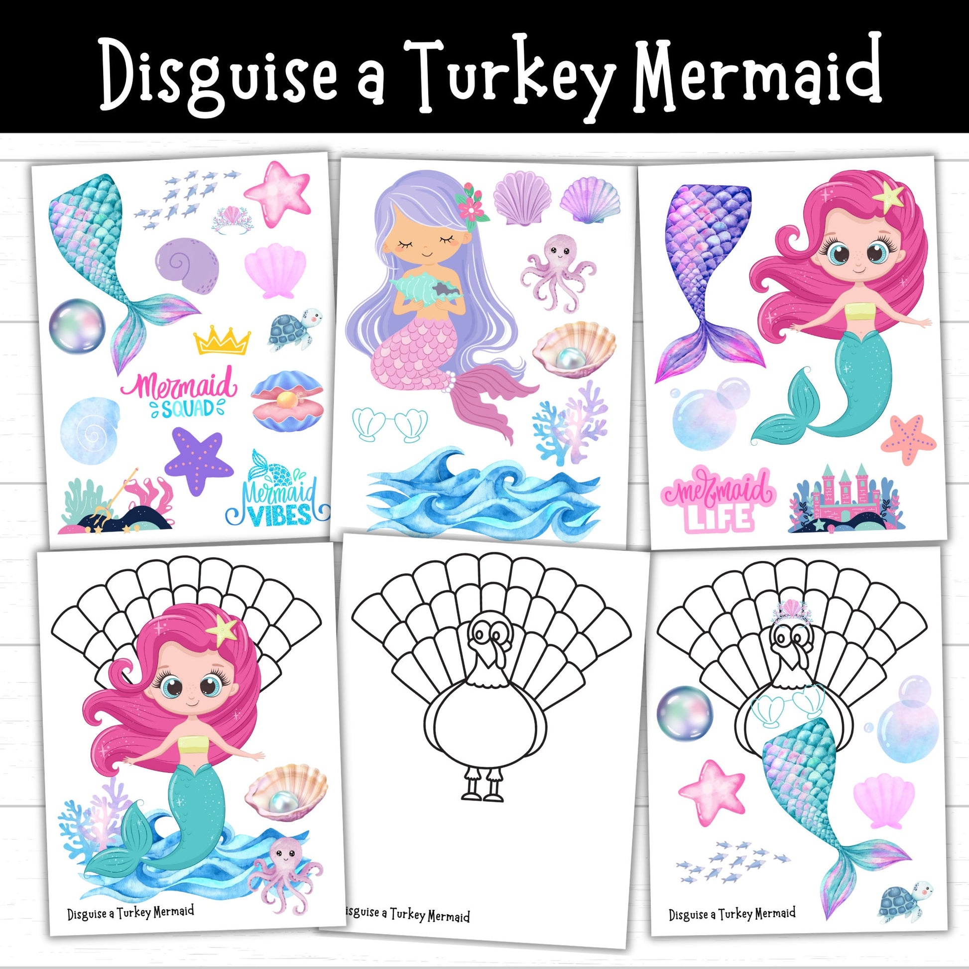 Disguise a Turkey Mermaid, Turkey in Disguise Mermaid, Mermaid Turkey, Mermaid Turkey Disguise, Mermaid Activity, Disguise a Turkey Project
