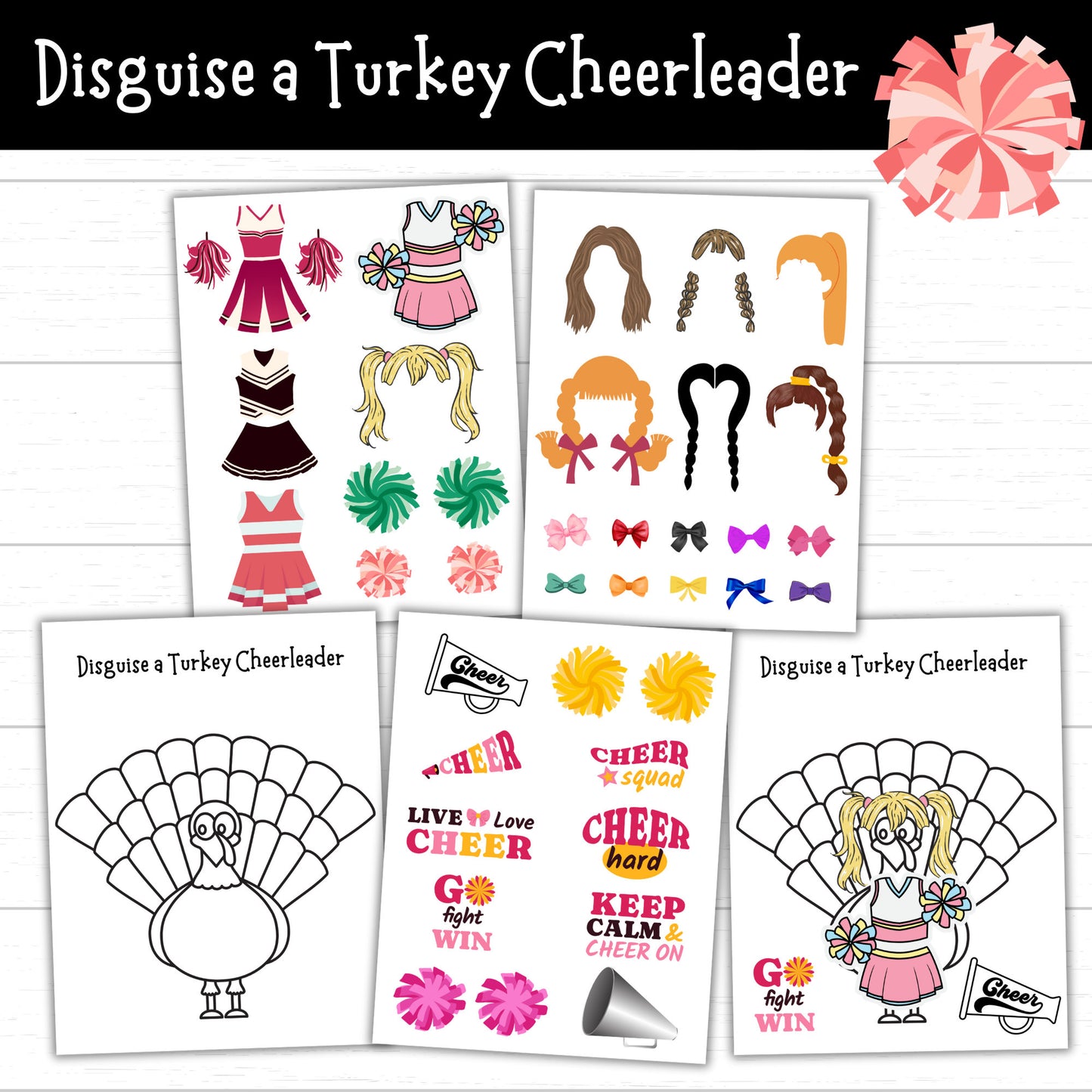 Disguise a Turkey Cheerleader, Cheerleader Turkey, Turkey in Disguise Idea, Disguise a Turkey Ideas, Disguise a Turkey November Craft