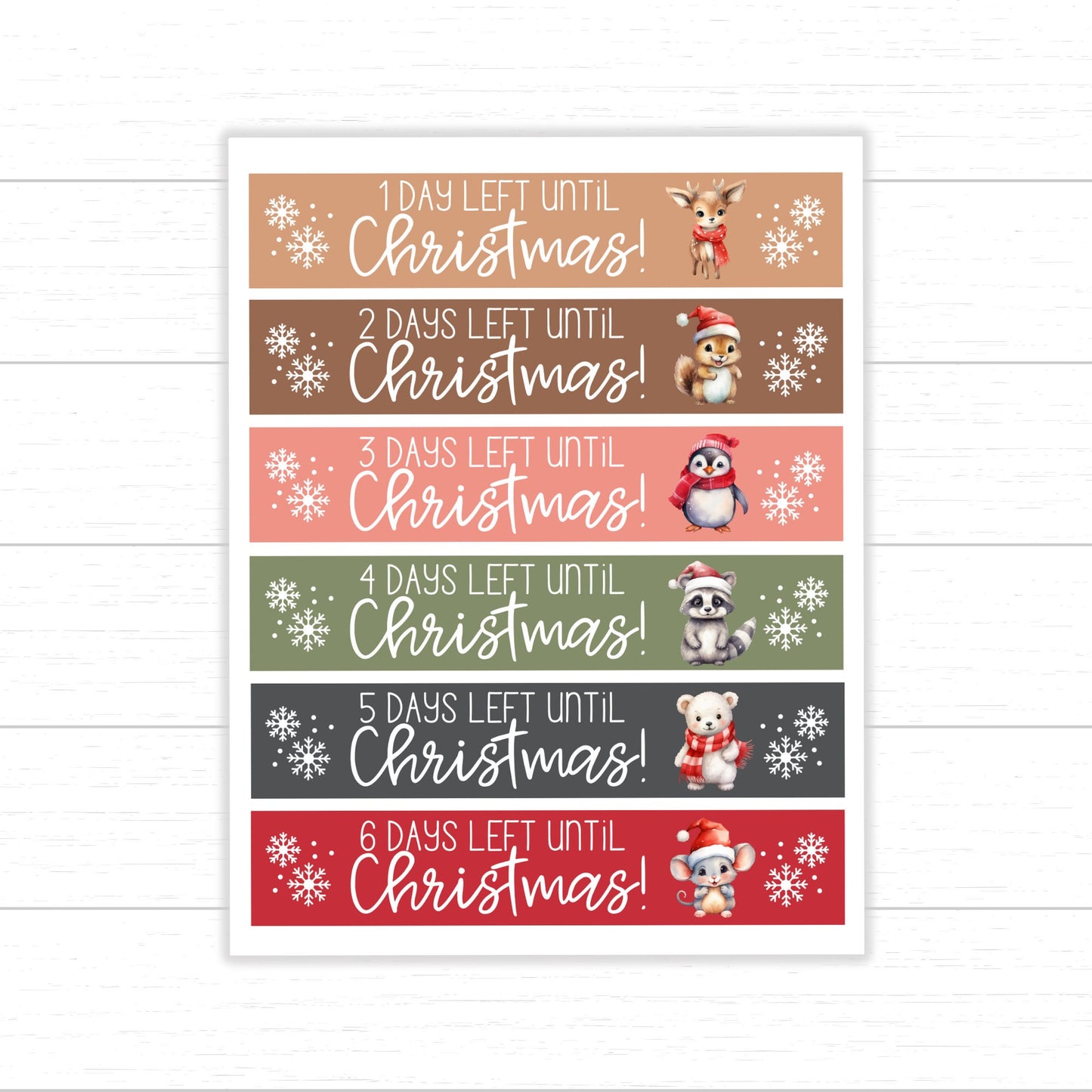 Christmas Countdown Paper Chain, 30 Day Christmas Countdown, Christmas Countdown Printables, Printable Paper Chains, Cute Animal Paper Chain