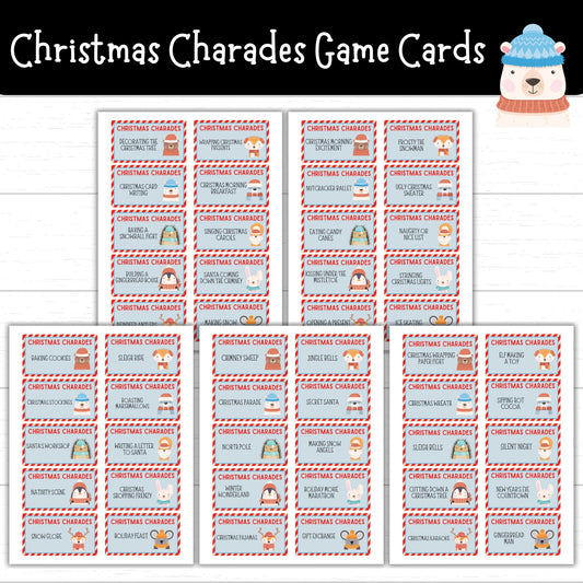 Christmas Charades Printable, Charades Printable Game Cards, Christmas Printable Game, Christmas Party Game for Kids, Christmas Pictionary
