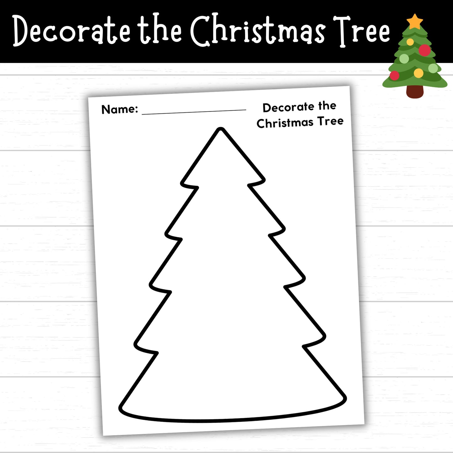 Decorate the Christmas Tree, Christmas Tree Craft, Christmas Tree Coloring Page, Printable Christmas Tree for Kids, Christmas Tree Activity