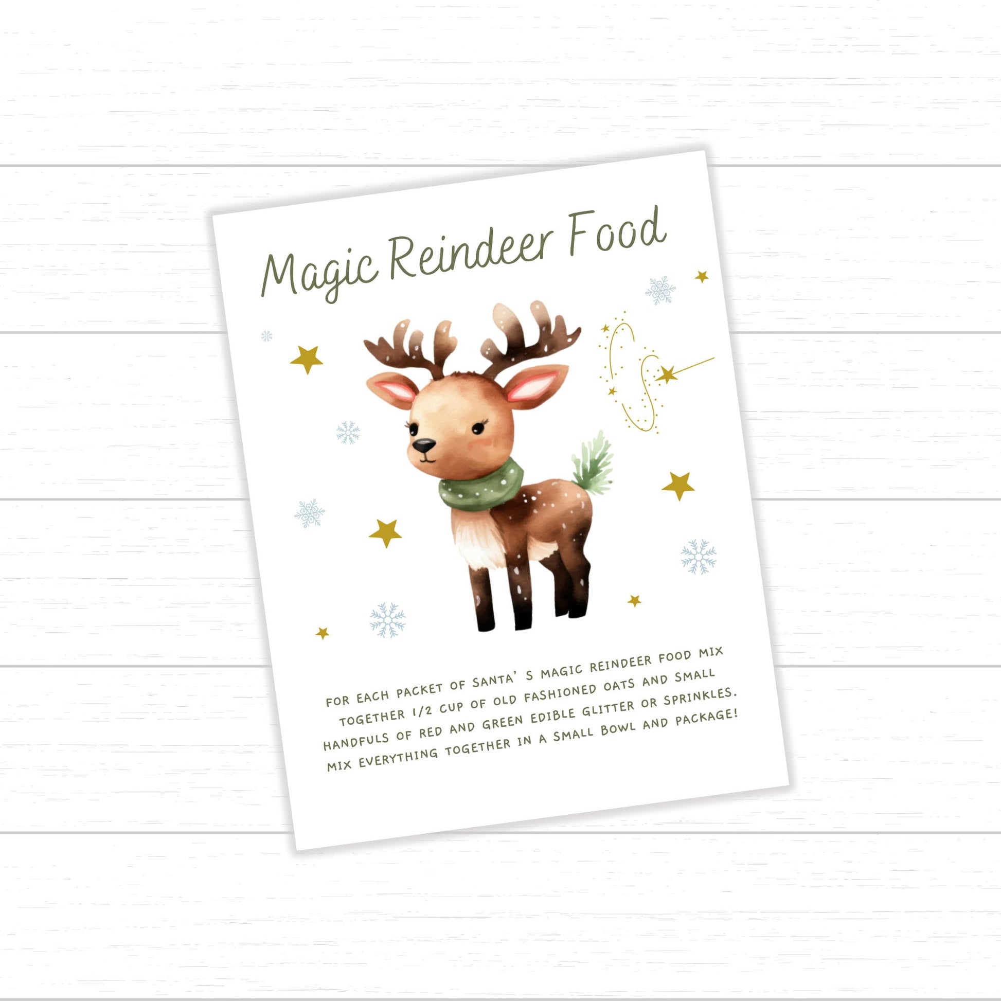 Reindeer Food Tags and Bag Toppers, Reindeer Food Recipe, Magic Reindeer Food Treat Tags and Bag Toppers, Magic Reindeer Food Bag Toppers