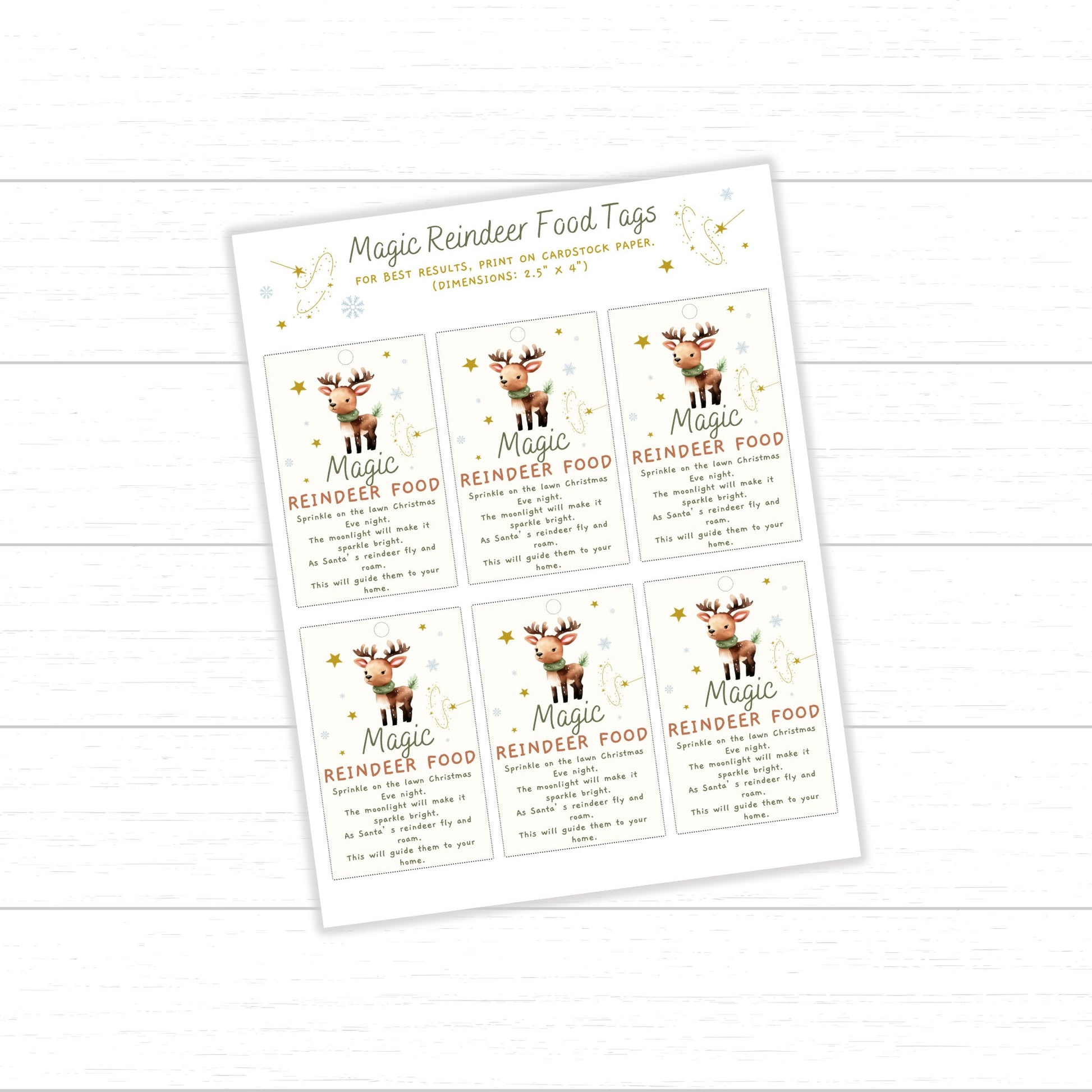 Reindeer Food Tags and Bag Toppers, Reindeer Food Recipe, Magic Reindeer Food Treat Tags and Bag Toppers, Magic Reindeer Food Bag Toppers