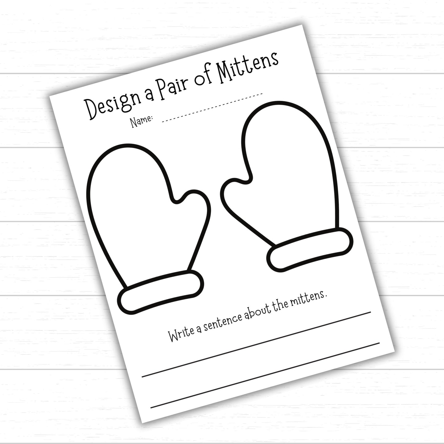 Design a Pair of Mittens, Printable Mitten Template, Winter Writing Activity, Mitten Printables, Winter Activities for Kids, Mitten Designs