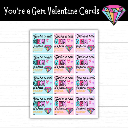 You're a Gem Valentine's Day Cards, Gem Valentines, Printable Gem Valentine's Day Cards, Printable Valentines, Ring Pop Valentine's Day Card