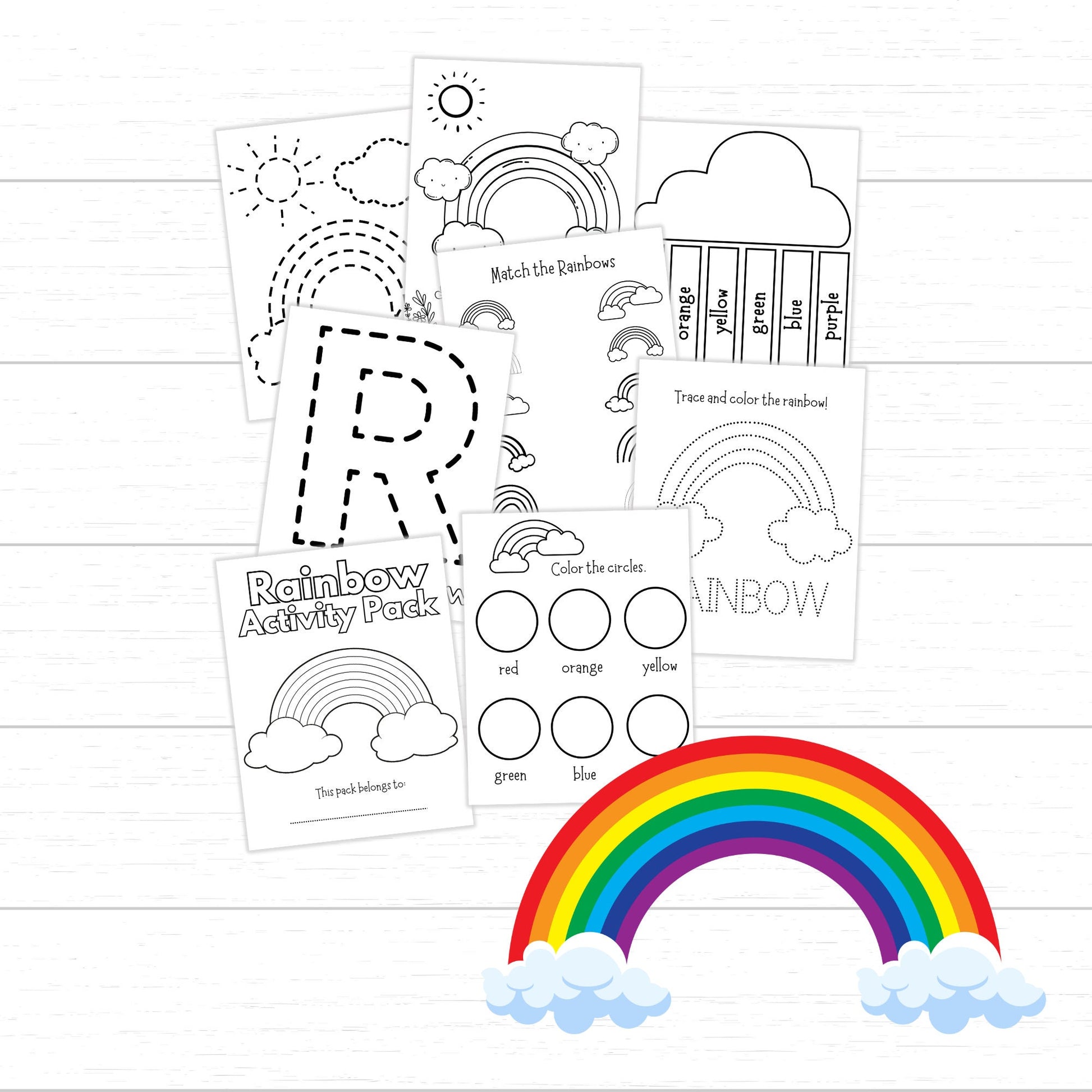 Rainbow Activity Pack, Printable Rainbow Activities, Rainbow Worksheets, Spring Activities for Kids, Build a Rainbow, Printable Activities