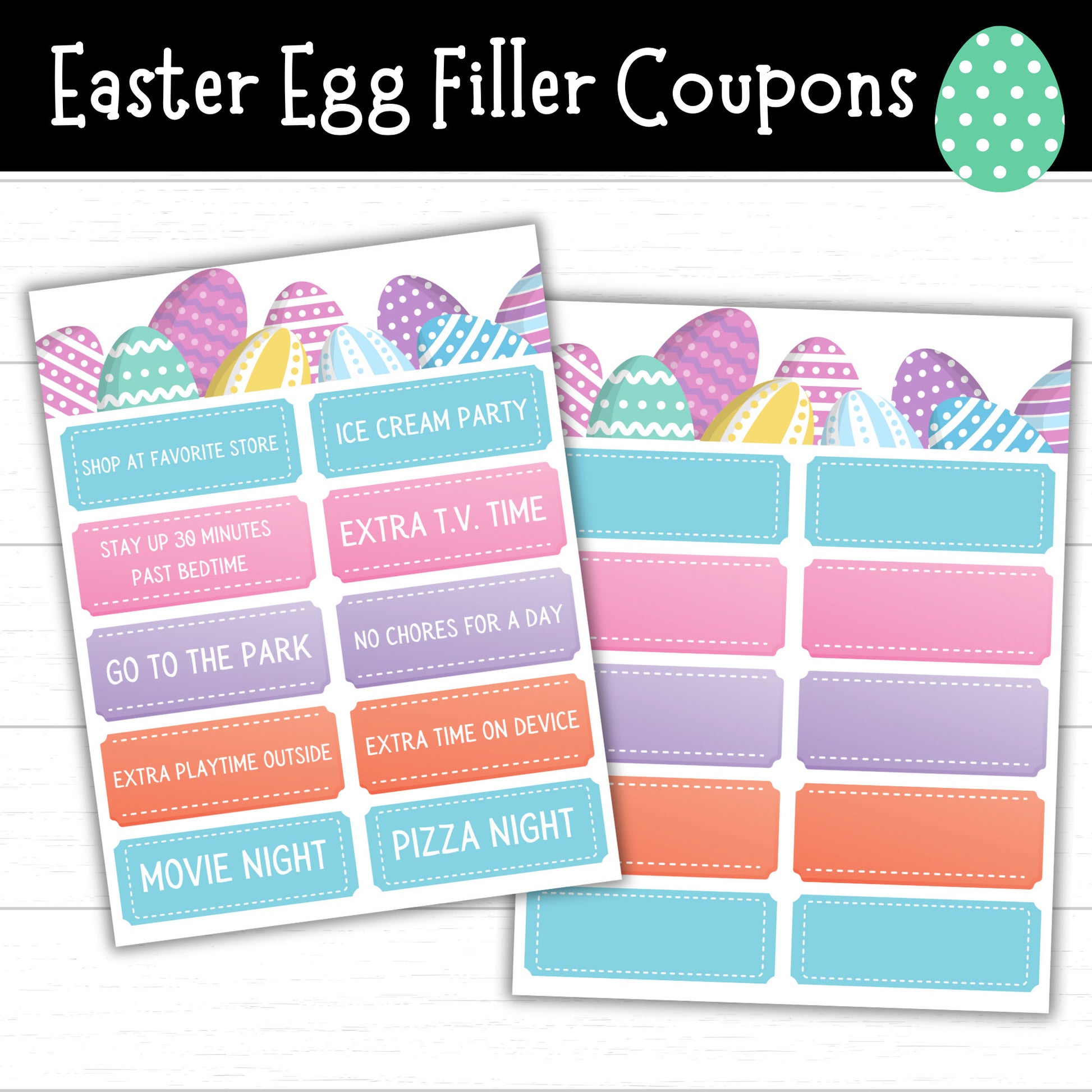 Easter Egg Filler Coupons, Non Candy Easter Egg Fillers, Easter Egg Filler Ideas, Printable Easter Coupons, Easter Egg Hunt