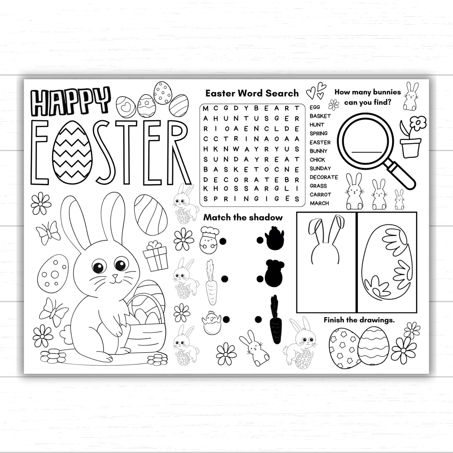 Easter Activity Placemats, Easter Placemats, Easter Activities for Kids, Easter Bundle, Printable Easter Worksheets, Easter Activity Pack