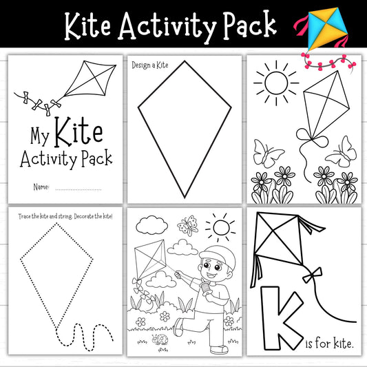 Kite Activity Pack for Kids, Kite Printables, Printable Kite Coloring Pages, Spring Kite Activities, Kite Activity Bundle, Design a Kite